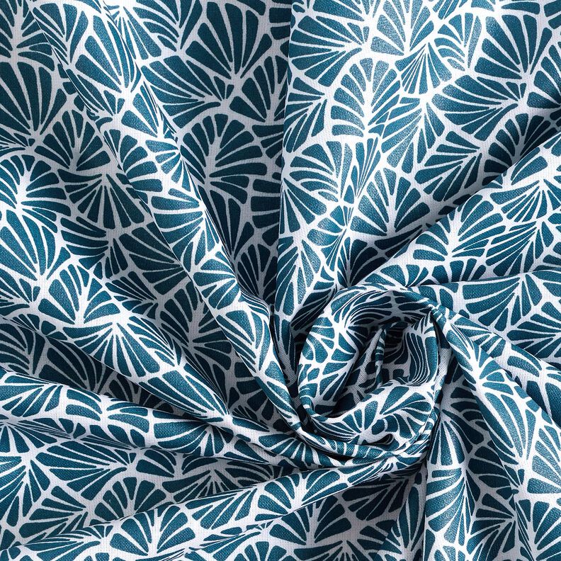 Gecoate katoen abstracte minibladeren – oceaanblauw/wit,  image number 4