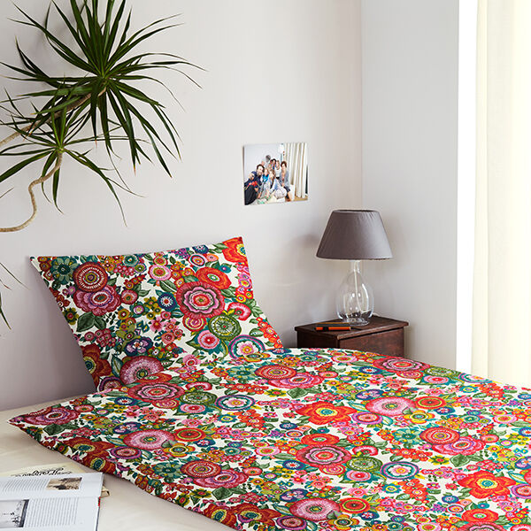 Katoenen stof cretonne  Floraal – rood,  image number 7