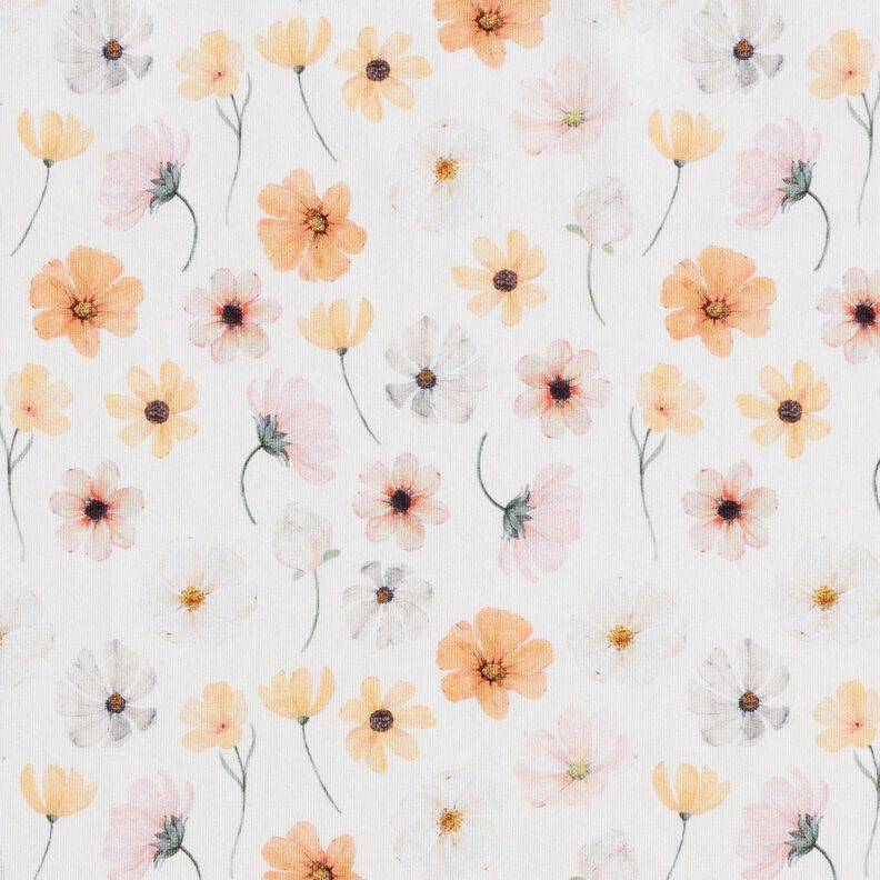GOTS Katoenjersey Bloemenweide Digitaal printen – beige, image number 1