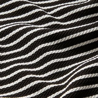 Jacquard jersey horizontale strepen – zwart/wit, 