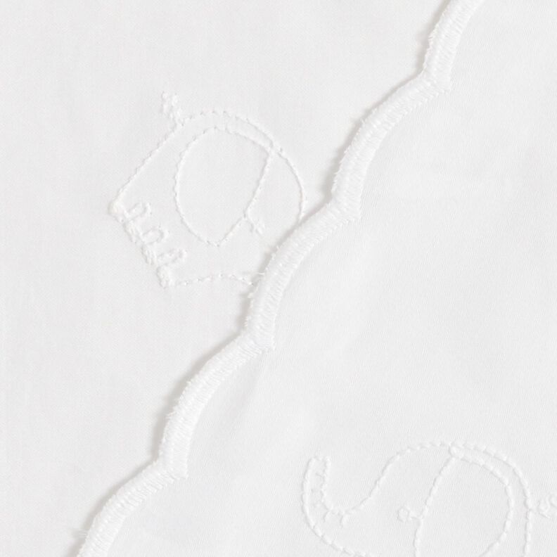 Katoensatijn Olifant borduurwerk – wit,  image number 4