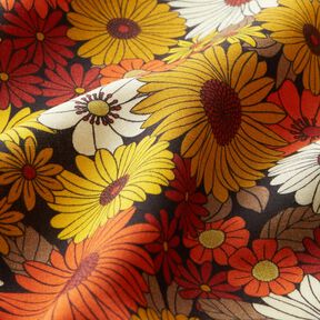 Viscosestof Zomerbloemen – zonnegeel/zwart, 