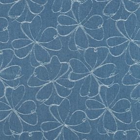 Jeans Jacquard Bloemen | Poppy Fabrics – jeansblauw, 