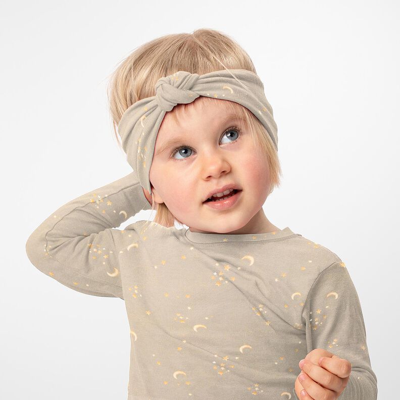 Katoenjersey Sterrenhemel Digitaal printen – licht taupe,  image number 5