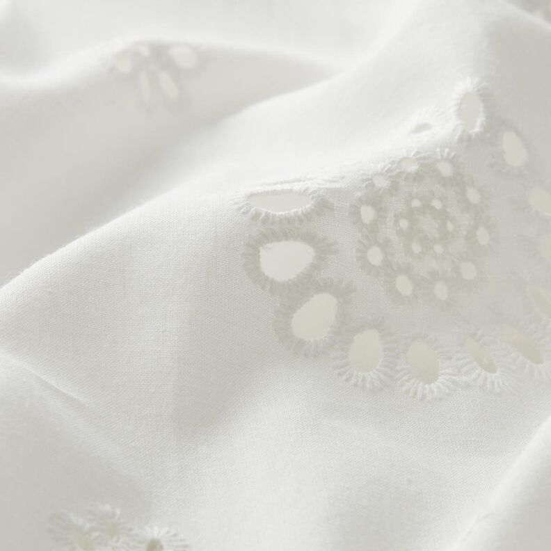 Katoenen stof los borduursel bloemen – wit,  image number 2