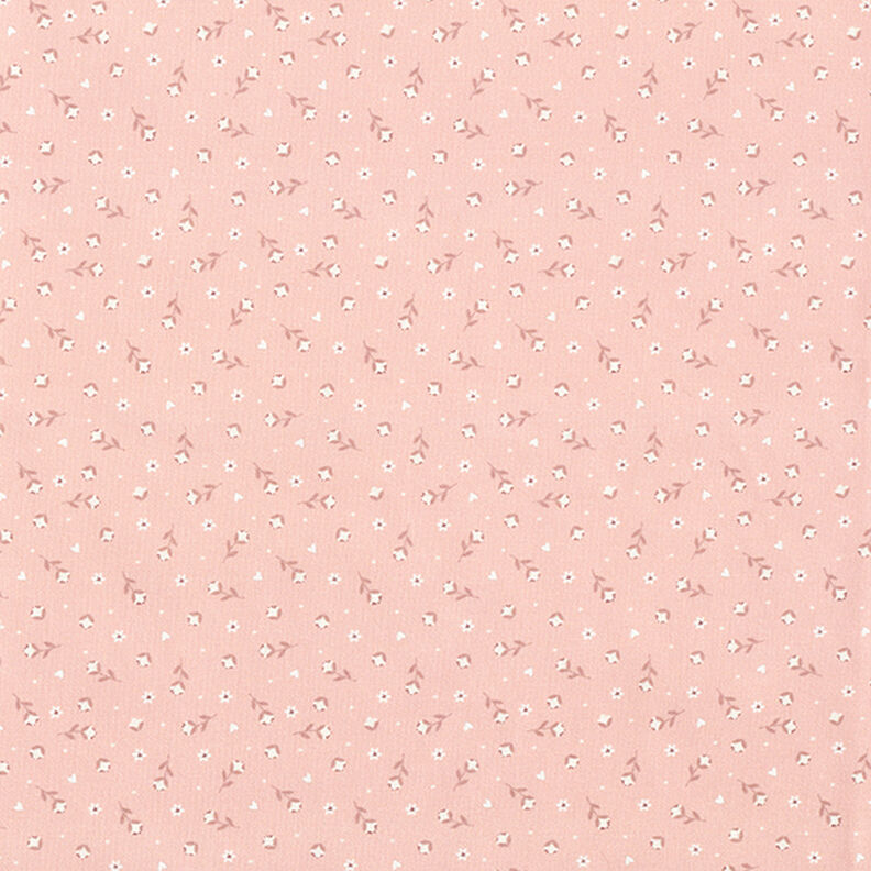 Katoenen stof Popeline kleine bloempjes – oudroze,  image number 1