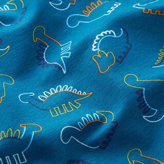 French Terry sommersweat Dino-silhouet – licht petroleum, 