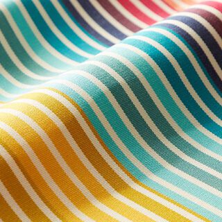Outdoorstof Canvas Retrostrepen – geel/turkoois, 