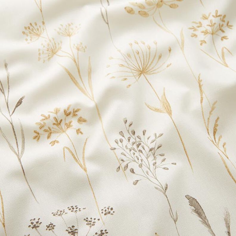 Decostof Half panama Gedroogde bloemen – lichtbeige,  image number 2