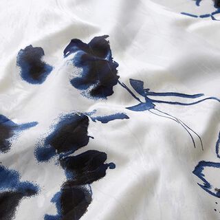 Zijde-viscose-satijn geschilderde bloemen – wit, 