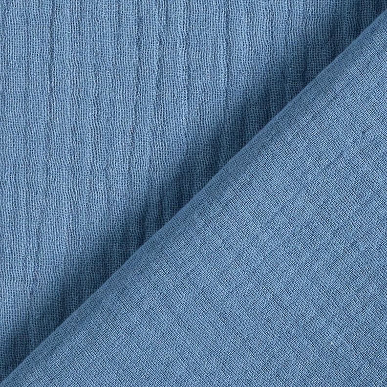 Mousseline/dubbel gehaakte stoffen – jeansblauw, image number 4