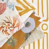 Decostof Half panama Minimalistische bladeren – mosterd/natuur,  thumbnail number 5
