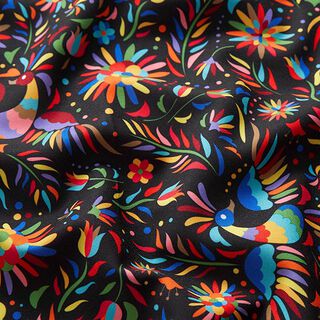 Carnavalsstof paradijsvogels – zwart, 