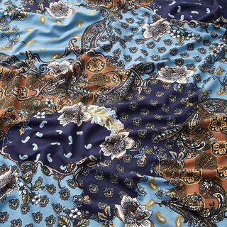 Viscosejersey expressief paisleymotief – marineblauw, 