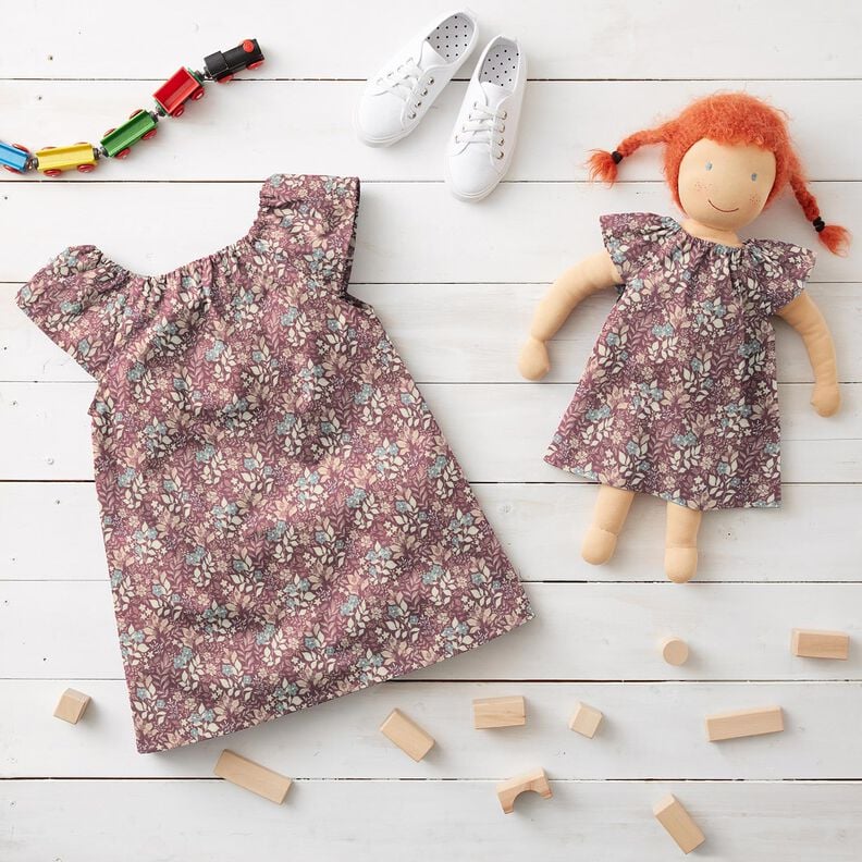 Katoenflanel Herfstbloemenweide – pruimen,  image number 6