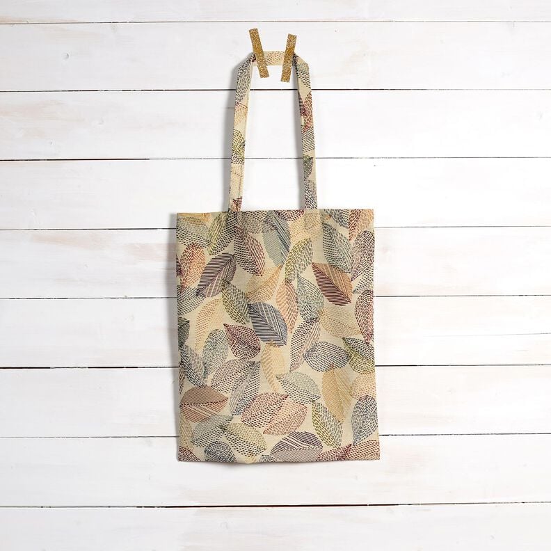 Decostof Gobelin Bladschetsen – lichtbeige/groen,  image number 6