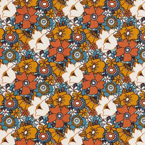 Katoenen stof Cretonne Retro bloemen – karamel, 