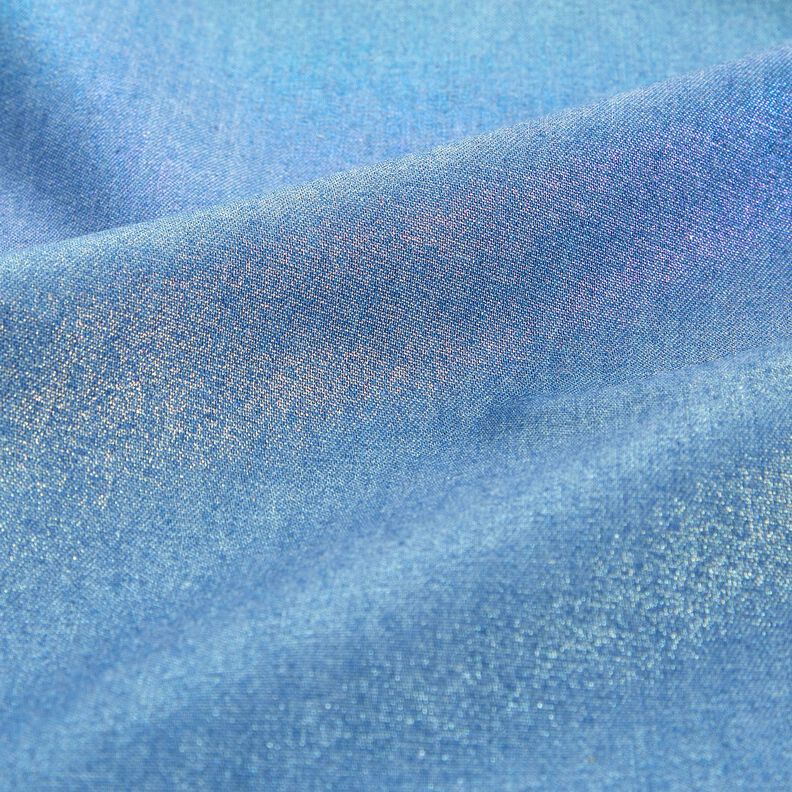 Chambray Regenboogglans Foliedruk | Poppy Fabrics – jeansblauw/kleurenmix,  image number 5
