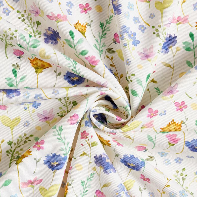 Decostof Katoenkeper Weidebloemen – ivoor/blauwlila, image number 3