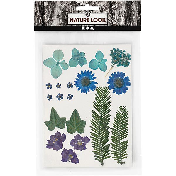 Geperste bloemen & Bladeren [19 delig] - blauw/groen,  image number 2