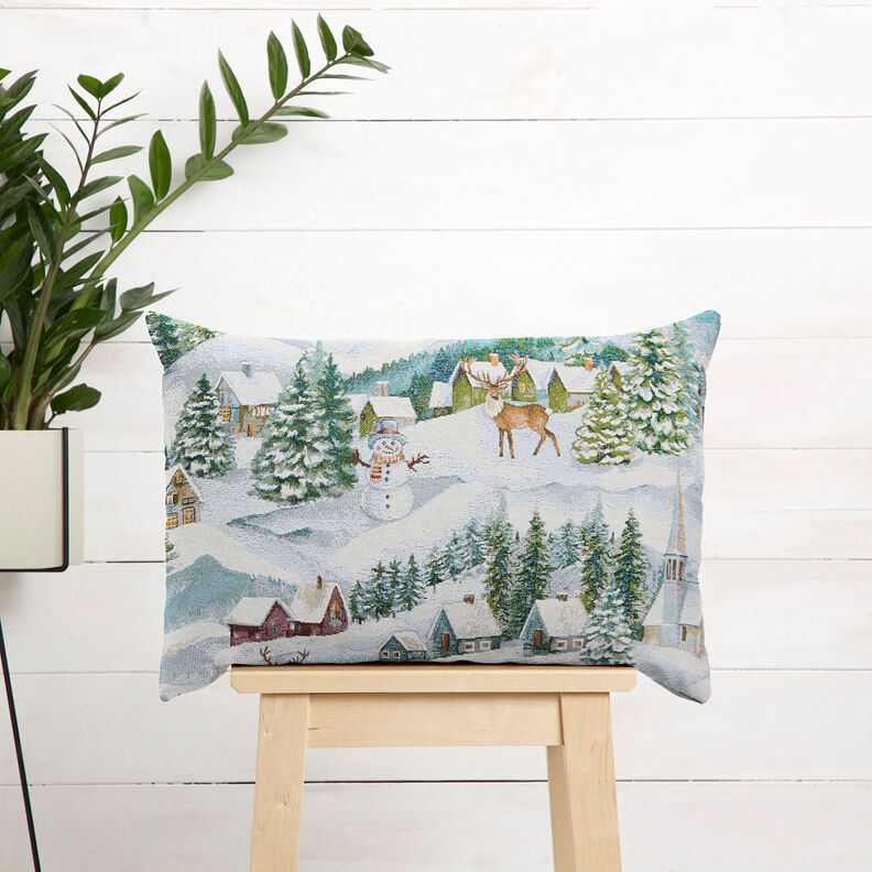 Decostof Gobelin Winterlandschap – ivoor/licht turkoois, image number 6