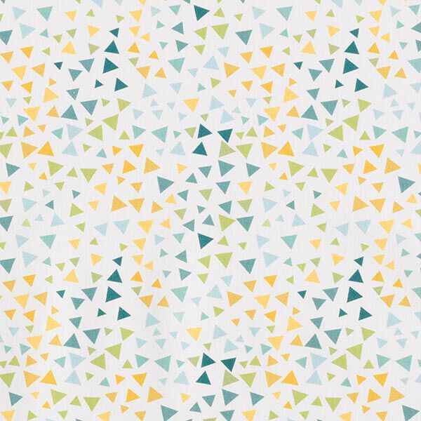 Katoenpopeline kleurrijke driehoeken – wit,  image number 1