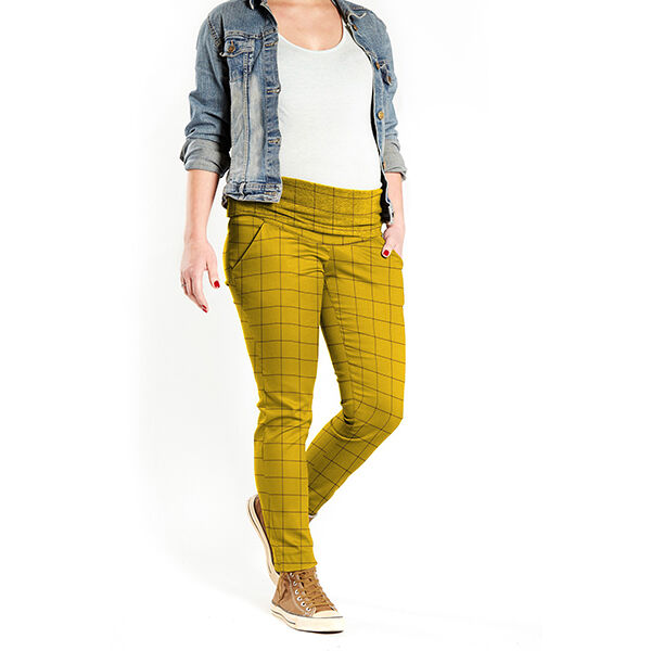 Viscosemix stretch ruiten – mosterd/zwart, image number 6