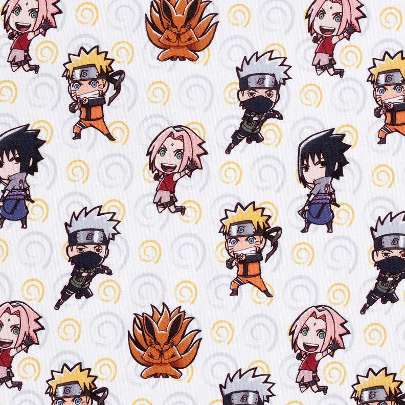 Katoenpopeline Chibi Naruto Licentiestof – wit,  image number 1