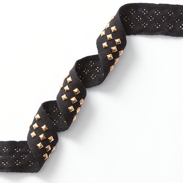 Webband met studs – zwart/goud, image number 1