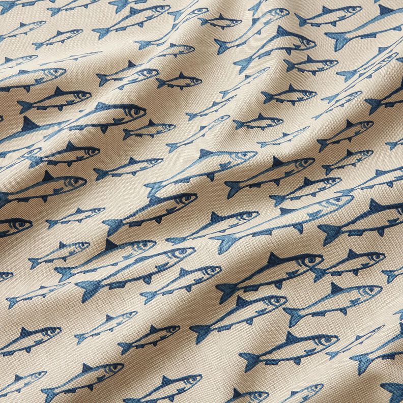 Decostof Half panama School vissen – natuur/marineblauw,  image number 2