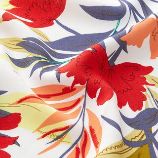 Viscosestof tropische bloemen – wit, 