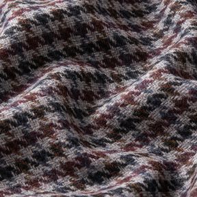 Mantelstof Wolmix kleine pied-de-poule – merlot/zilver, 