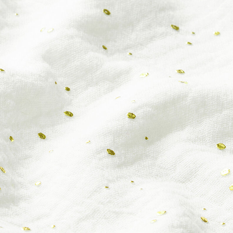 Katoenen mousseline verspreide gouden vlekken – wit/goud,  image number 2