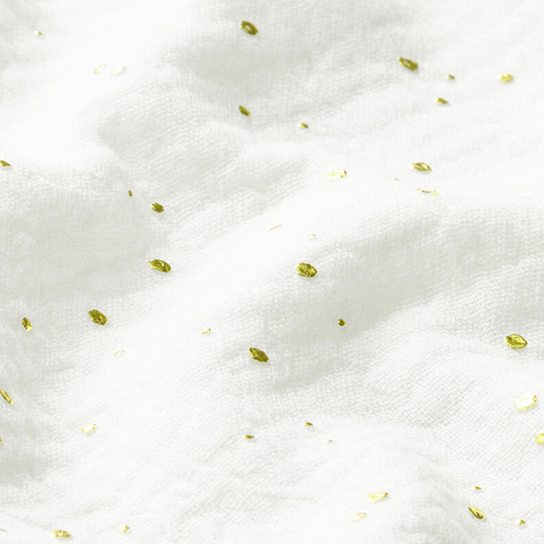 Katoenen mousseline verspreide gouden vlekken – wit/goud,  image number 2
