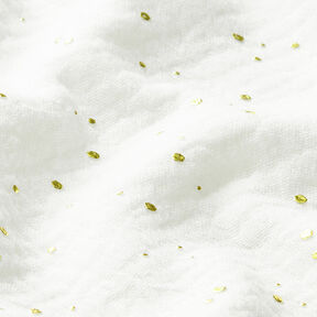 Katoenen mousseline verspreide gouden vlekken – wit/goud, 