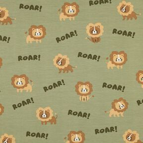 Katoenjersey Leeuw | Poppy Fabrics – pistache/reekalf, 