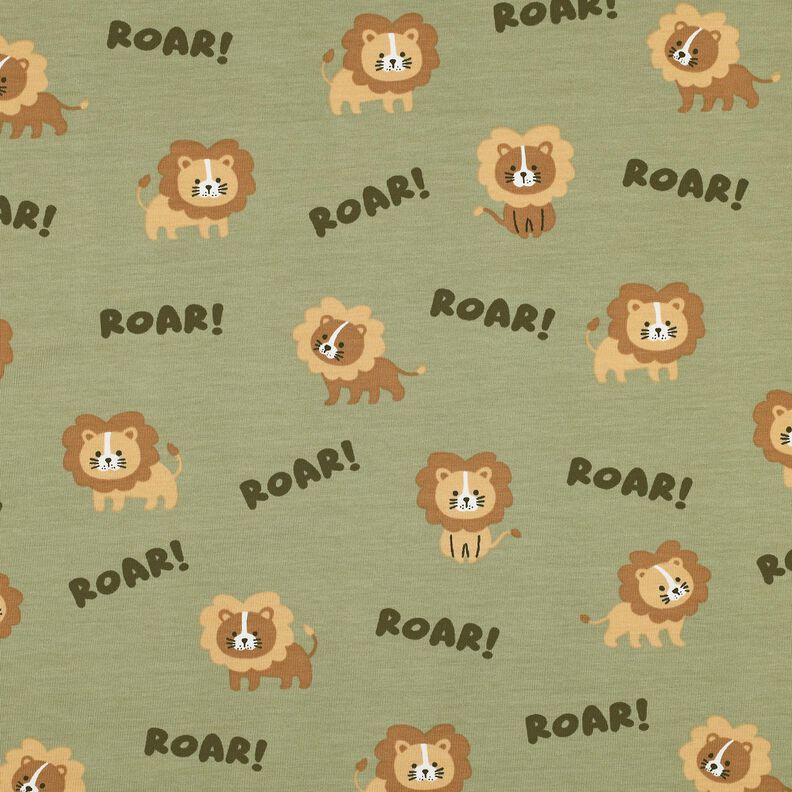 Katoenjersey Leeuw | Poppy Fabrics – pistache/reekalf, image number 1