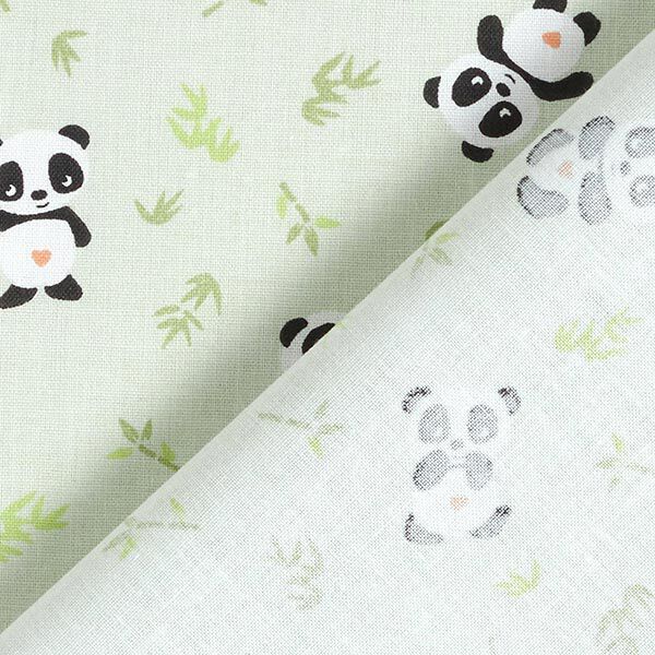 Katoenen stof Cretonne knuffelige panda – groen,  image number 4