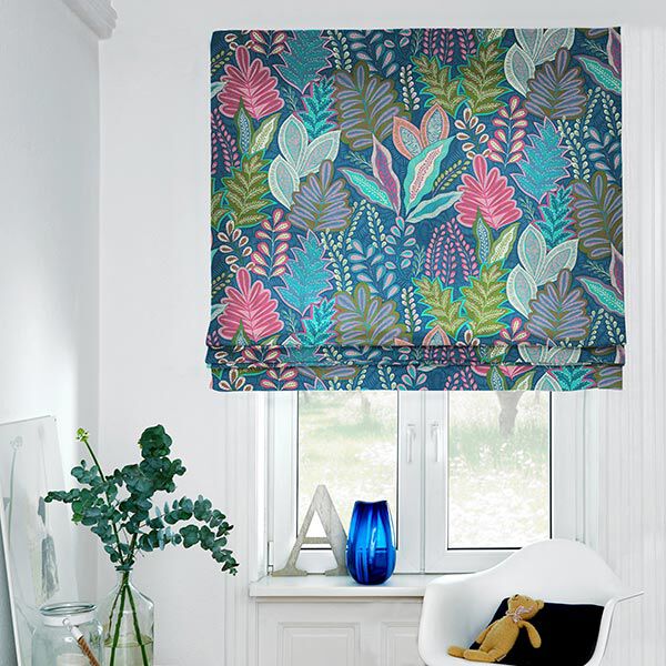 Decostof half panama botanisch – marineblauw,  image number 4