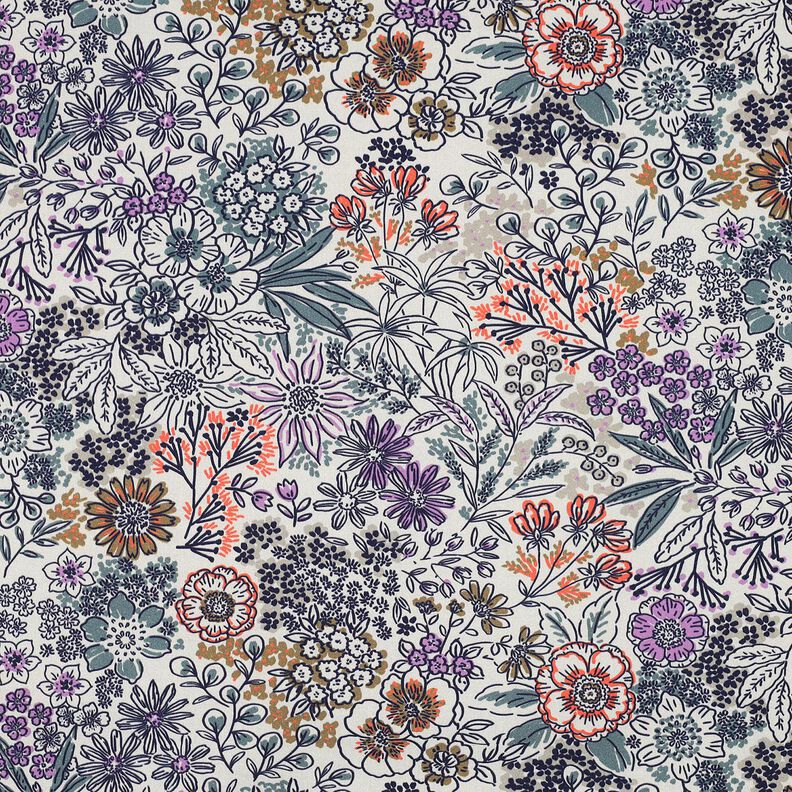 Katoenpopeline Wilde bloemen | Poppy Fabrics – wit, image number 1