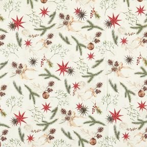 Decostof Jacquard Lurex Dennentakken – natuur/goud,  Decostof Jacquard Lurex Dennentakken – natuur/goud,