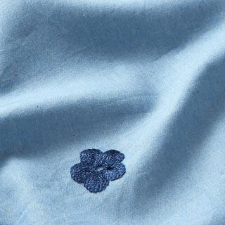 Chambray geborduurde bloemen – lichtblauw, 