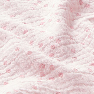 Mousseline/dubbel gehaakte stoffen Doubleface Stippen – roze/ecru, 