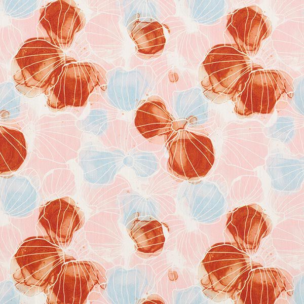 GOTS batist schelpenbloemen | Tula – ecru/lichtblauw, image number 1