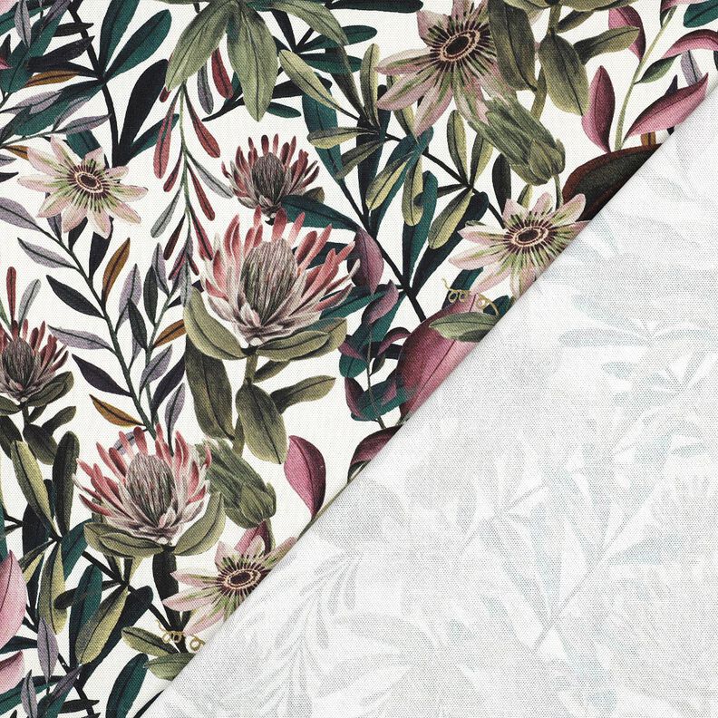 Decostof Canvas Artistieke bloemen – ivoor/donkergrenen,  image number 4