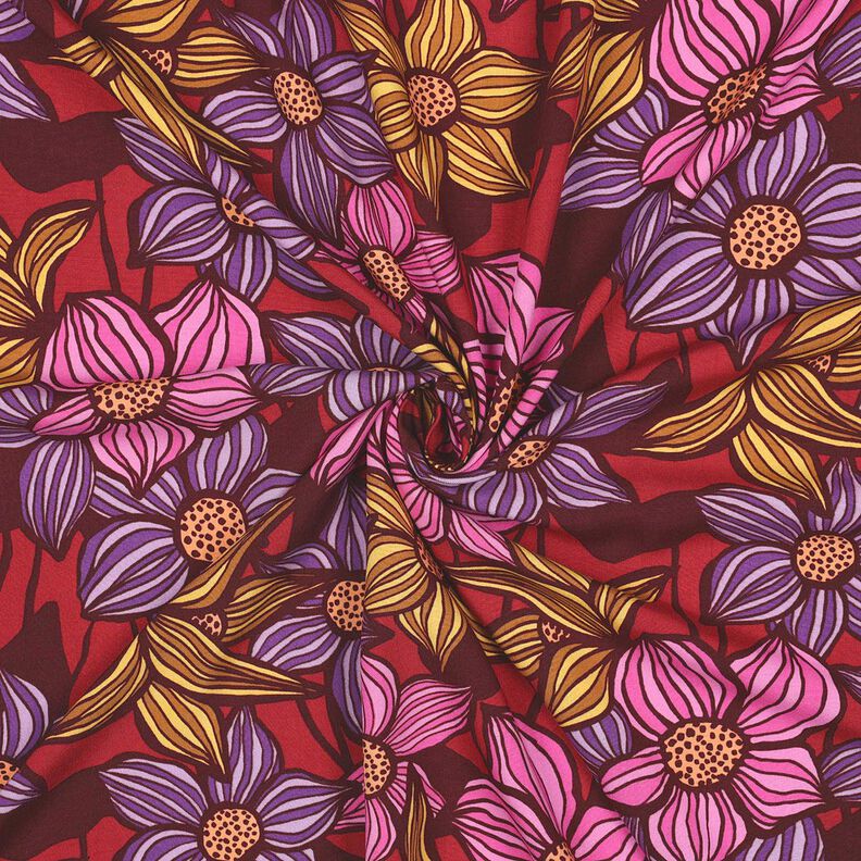 LENZING™ EcoVero™ Viscosestof Bloemen | Poppy Fabrics – merlot/perzik,  image number 3