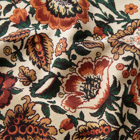 Decostof Gobelin Retrobloemen – lichtbeige/koper, 