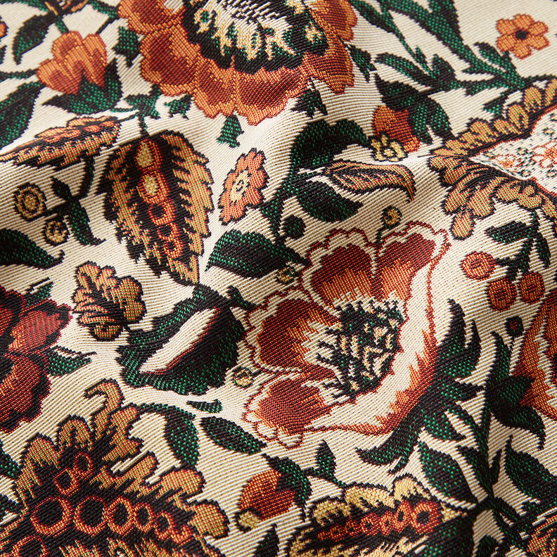 Decostof Gobelin Retrobloemen – lichtbeige/koper,  image number 2