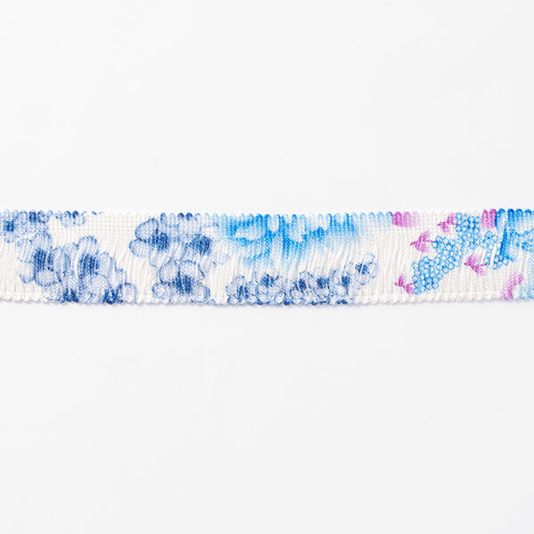 Franjeband Bloemen [30 mm] – wit/blauw,  image number 2