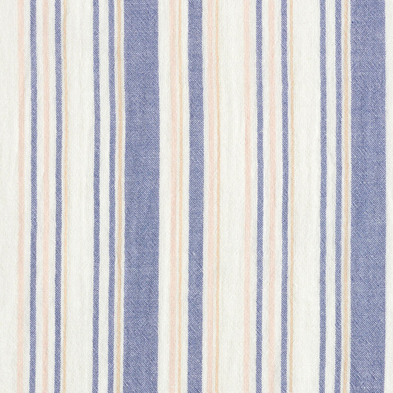 Mousseline/dubbel gehaakte stoffen Garengeverfde strepen | Poppy – wit/marineblauw,  image number 1